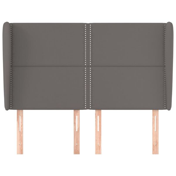 vidaXL sengegavl med kanter 147x23x118/128 cm kunstl&aelig;der gr&aring;