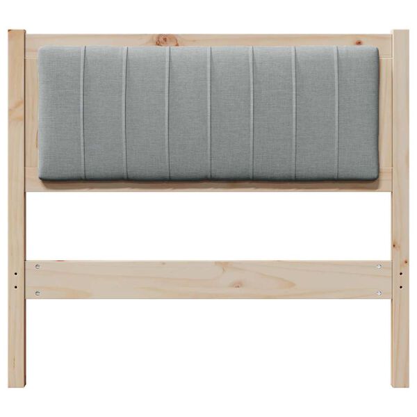 vidaXL Polstret sengegavl med hovedg&aelig;rde Brun 90 cm Massiv fyrretr&aelig;