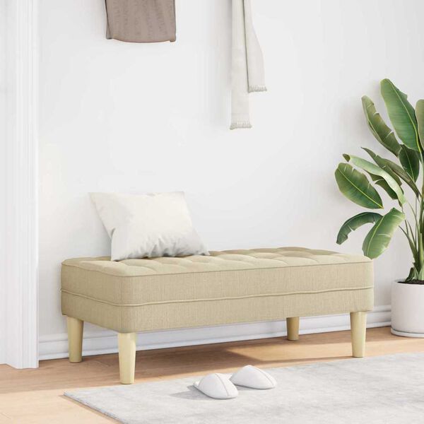 vidaXL b&aelig;nk med pude Creme 113 x 57 x 39 cm Stof