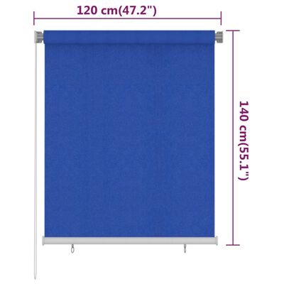 vidaXL udendørs rullegardin 120x140 cm HDPE blå
