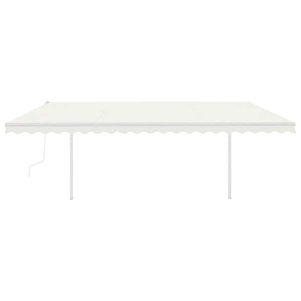 vidaXL markise m. LED + vindsensor 5x3 m automatisk cremefarvet