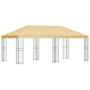 vidaXL Have Gazebo 6 x 3 m Cremefarvet Polyester og St&aring;l 190 gsm