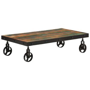 vidaXL sofabord med hjul 100x55x26 cm massivt genbrugstr&aelig;