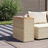 vidaXL havebord med trætop 58x27,5x55 cm polyrattan beige