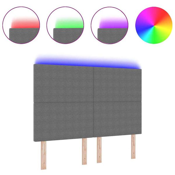 vidaXL LED sengegavl med LED -strimmellys Lysegr&aring; 144 cm Stof