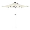 vidaXL parasol med LED-lys og st&aring;lstang 225x225x212 cm hvid