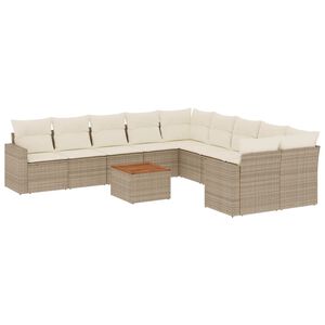 vidaXL sofas&aelig;t til haven 11 dele med hynder polyrattan beige