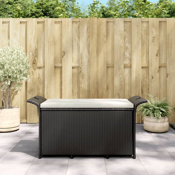 vidaXL haveb&aelig;nk med hynde 116x46x57 cm polyrattan sort