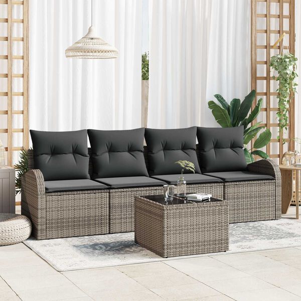 vidaXL Havesofa S&aelig;t Gr&aring; 55 x 55 x 37 cm polyrattan
