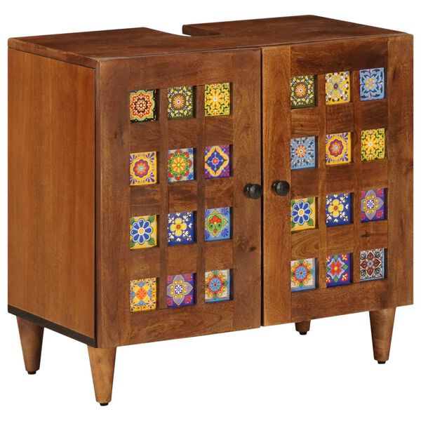 vidaXL Badev&aelig;relsesm&oslash;bel s&aelig;t V&aelig;gmonteret 2 pcs Valn&oslash;d Massivt mangotr&aelig;