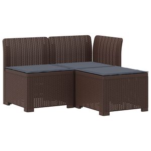 vidaXL 3-personers havensofa med puder i rattanlook 3-personers PP