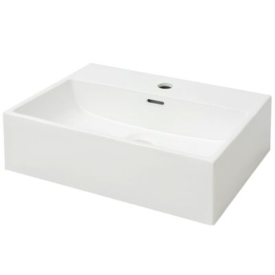 vidaXL håndvask med hul til vandhane keramik 51,5x38,5x15 cm hvid