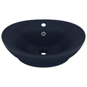 vidaXL luksuri&oslash;s h&aring;ndvask overl&oslash;b 58,5x39cm keramisk oval mat m&oslash;rkebl&aring;