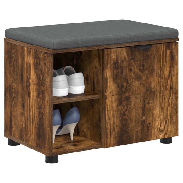 vidaXL Hallb&aelig;nk med pude Ensfarvet R&oslash;get eg 60 x 38 x 46 cm