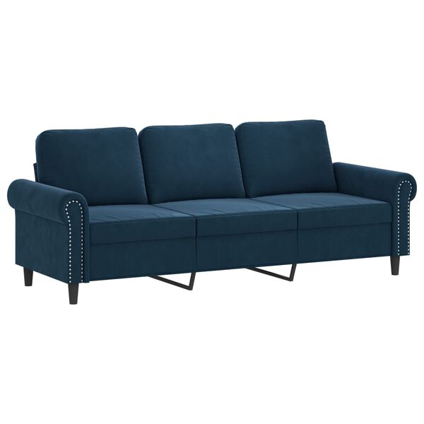 vidaXL 3-personers sofa med puder og hynder 180 cm velour bl&aring;
