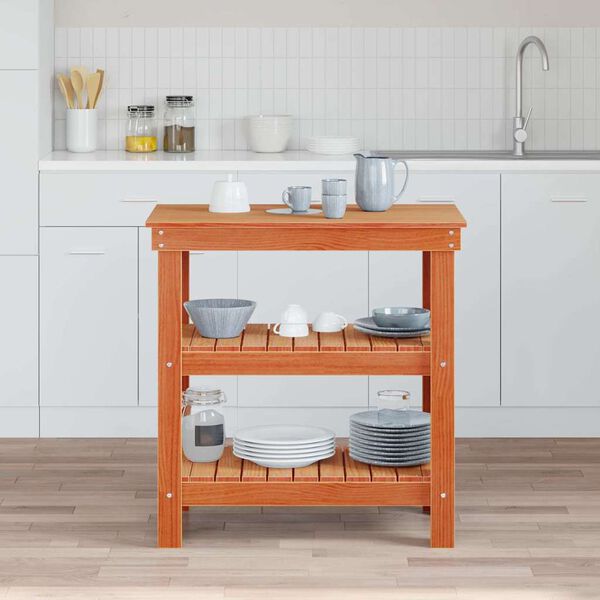 vidaXL Arbejdsb&aelig;nk Voks brun 78,5 x 50 x 80 cm Massiv fyrretr&aelig;