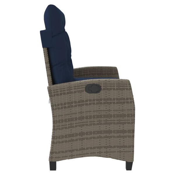 vidaXL haveb&aelig;nk med hynder og l&aelig;nefunktion polyrattan gr&aring;