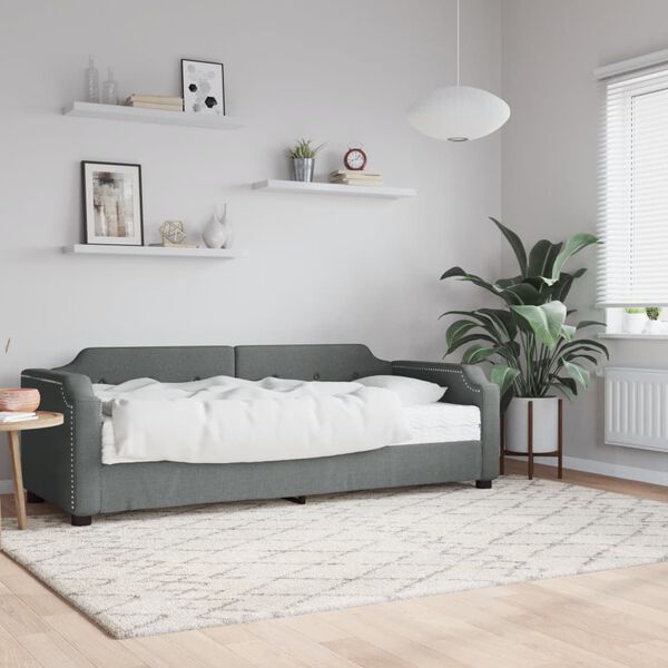 vidaXL daybed med madras 90x190 cm stof m&oslash;rkegr&aring;