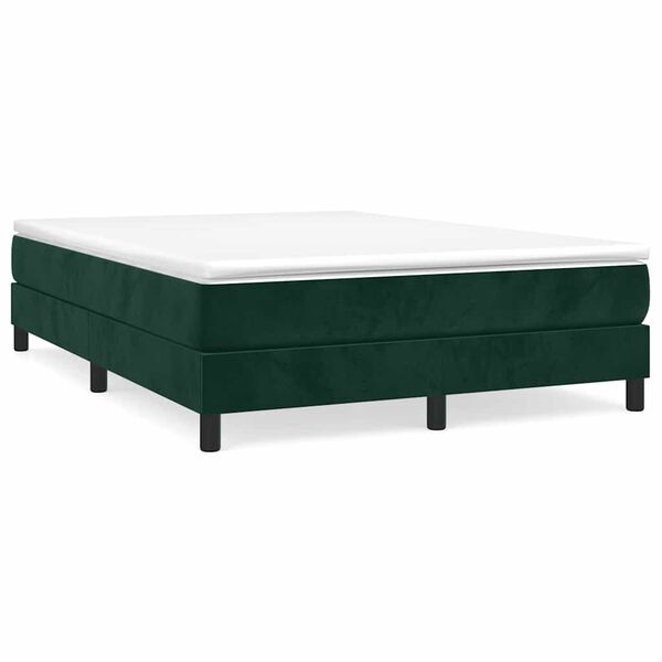 vidaXL Boxspring sengeramme M&oslash;rkegr&oslash;n 140x190 cm Fl&oslash;jl