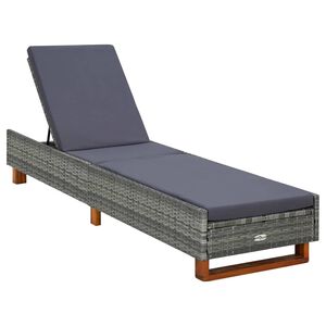 vidaXL liggestol med hynde polyrattan gr&aring;
