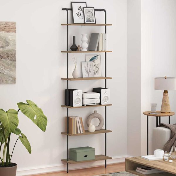 vidaXL Bogreol Artisan Egetr&aelig; 60 x 24 x 203 cm Konstrueret tr&aelig;