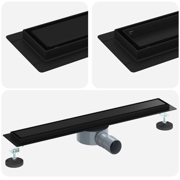 vidaXL Bruserafl&oslash;b 2-i-1 med 360&deg; Siphon Sort 60 cm Rustfrit St&aring;l 304