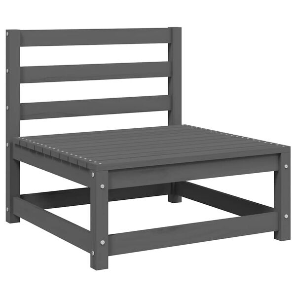 vidaXL midterdele til havesofa med hynder 2 stk. massivt fyrretræ grå