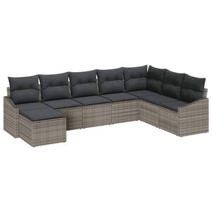 vidaXL Havesofa S&aelig;t med pude med opbevaring 8 pcs Gr&aring; polyrattan