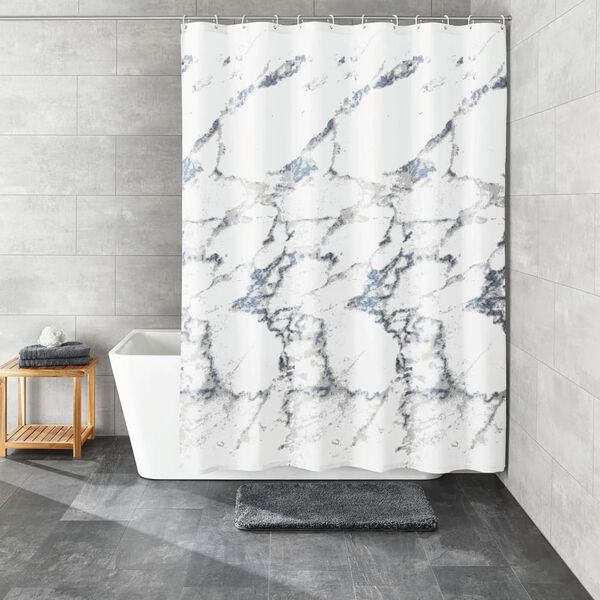 Kleine Wolke badeforh&aelig;ng Marble 180x200 cm hvid og gr&aring;