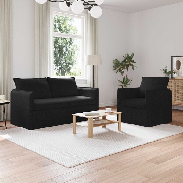 vidaXL Sofa 2 pcs Sort 196 x 82 x 85 cm Stof