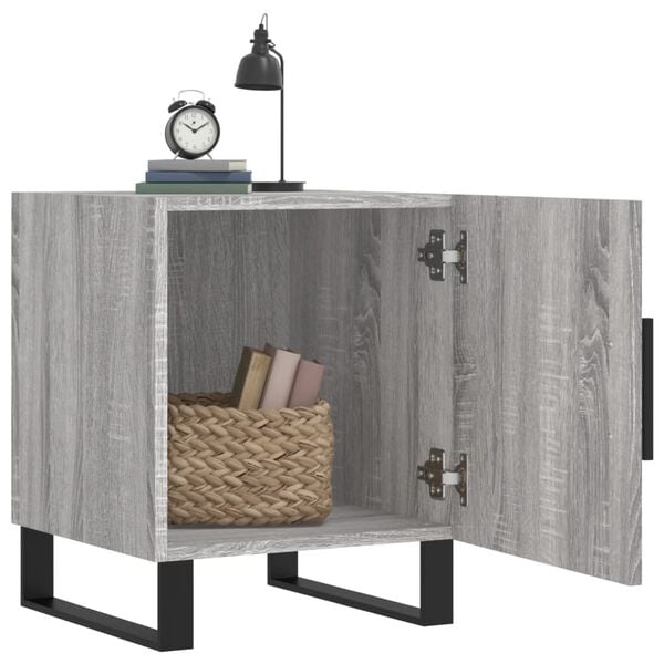 vidaXL sengeborde 2 stk. 40x40x50 cm konstrueret tr&aelig; gr&aring; sonoma-eg