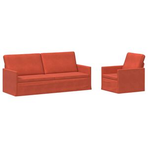 vidaXL Sofa S&aelig;t 2 pcs R&oslash;d orange Velourstof