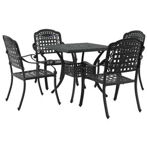 vidaXL Havebord s&aelig;t 5 pcs Sort Gustt aluminium