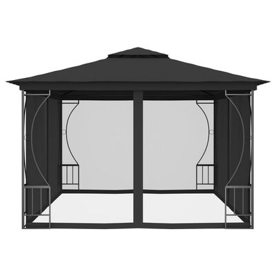 vidaXL pavillon med net 300x400x265 cm antracitgrå