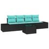 vidaXL Havesofa S&aelig;t 5 stk. Sort og turkis polyrattan