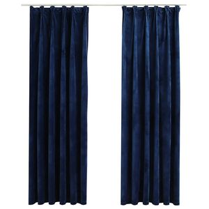 vidaXL m&oslash;rkl&aelig;gningsgardiner kroge 2 stk. 140 x 225 cm fl&oslash;jl m&oslash;rkebl&aring;