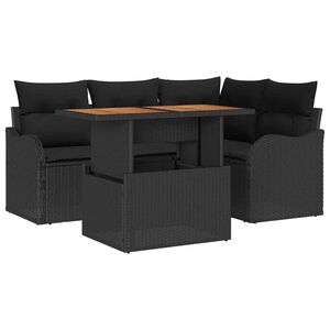 vidaXL Havesofa S&aelig;t med opbevaring 5 pcs Sort Poly rattan