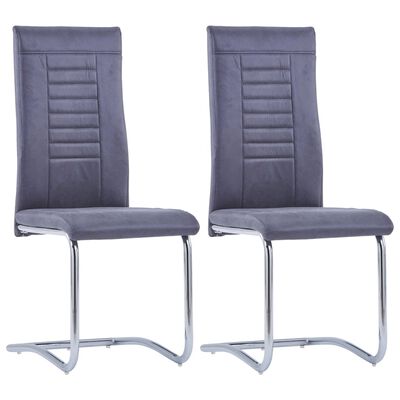 vidaXL spisebordsstole med cantilever 2 stk. imiteret ruskind grå