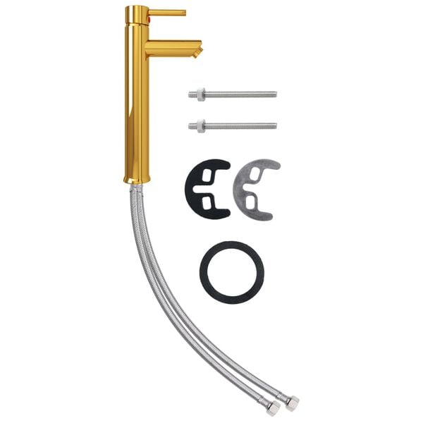 vidaXL blandingsbatteri til badeværelse 12x30 cm guldfarvet