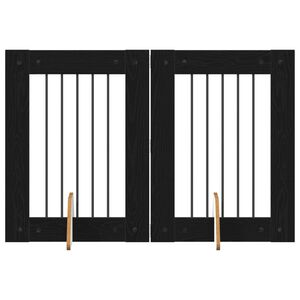 vidaXL Hundehegn med stativer 2 pcs Sort eg 60 x 80 cm Konstrueret tr&aelig;