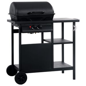 vidaXL gasgrill med 3-lags sidebord sort
