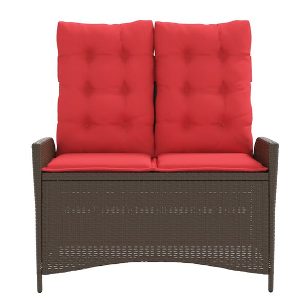 vidaXL haveb&aelig;nk med hynder og l&aelig;nefunktion polyrattan brun