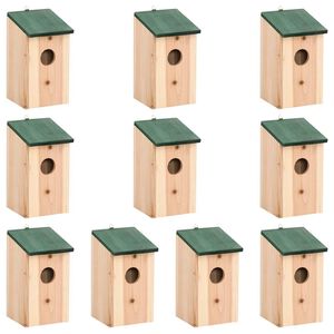 vidaXL fuglehuse 10 stk. 12x12x22 cm massivt fyrretr&aelig;