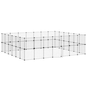 vidaXL 52-panels k&aelig;ledyrsindhegning med l&aring;ge 35x35 cm st&aring;l sort