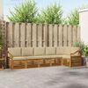 vidaXL Sektionalsofa s&aelig;t 6 pcs Naturlig og Beige Massivt Akacietr&aelig;