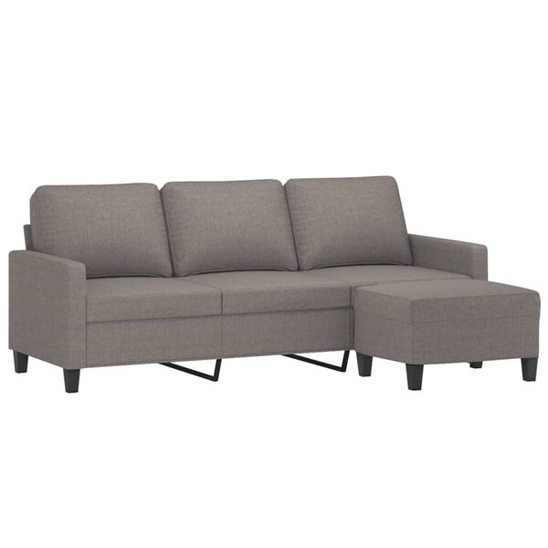 vidaXL 3-personers sofa med fodskammel 180 cm stof Gr&aring;brun