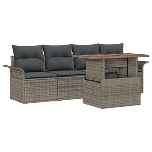vidaXL Havesofa S&aelig;t med pude 5 pcs Gr&aring; polyrattan