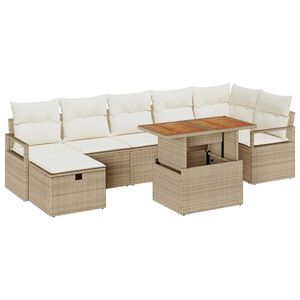 vidaXL Havesofa S&aelig;t 8 pcs Beige polyrattan