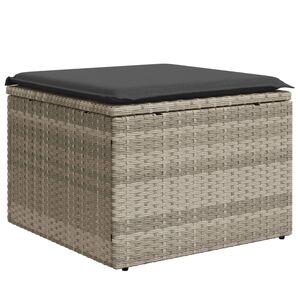 vidaXL haveskammel med hynde 55x55x37 cm polyrattan lysegr&aring;