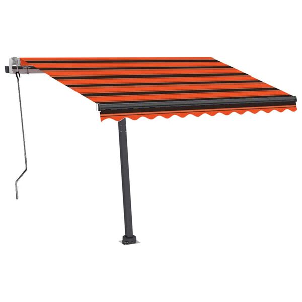 vidaXL markise m. LED-lys 350x250 cm manuel betjening orange og brun